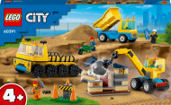 60391 LEGO® City Statybiniai sunkvežimiai ir kranas su griaunamuoju rutuliu