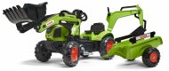 FALK pedalais minamas traktoriukas Claas su priekaba, priekiniu ir galiniu ekskavatoriumi, 2040N