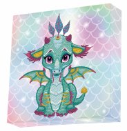 DOTZ BOX kūrybinis rinkinys piešimas deimantais ariel the baby dragon 22x22cm, 11NDBX010