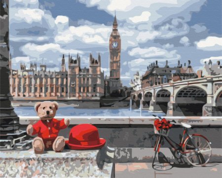 BRUSHME spalvinimo pagal skaičius rinkinys Teddy bear traveler in London, BS35029 BS35029