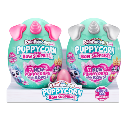RAINBOCORNS pliušinių žaislų rinkinys Sparkle Heart Surprise Combo, 6 serija, Puppycorn Surprise Bow, 2 vnt, 9275 