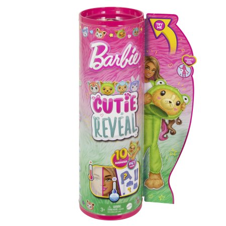 BARBIE Barbės Cutie Reveal rinkinys, minkštutėlių kostiumų serija - šunelis ir varlė, HRK24 