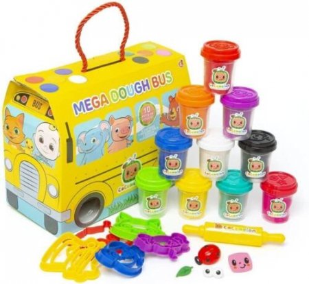 COCOMELON lipdymo masė Mega Dough Bus, 8 spalvos rinkinyje, 96-0023-A 96-0023-A