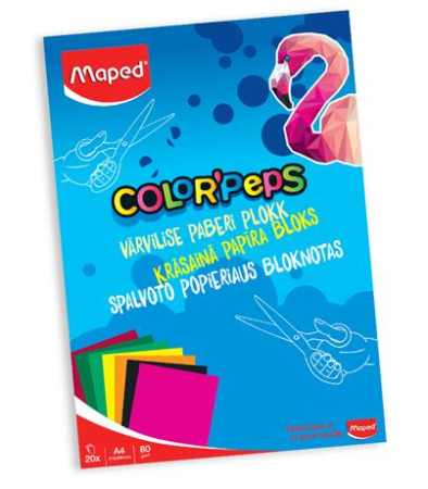 MAPED COLORPEPS spalvotas popierius A4 20 lapų, 322547000520 322547000520