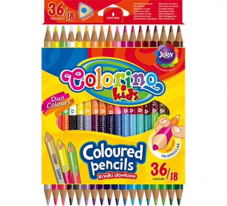 COLORINO CREATIVE Triangular coloured pencils 18 pcs/36 colours, 68512PTR 68512PTR