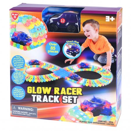 PLAYGO šviečianti trasa su mašinėle Glow Race Track, 85 dalys, 2915 2915