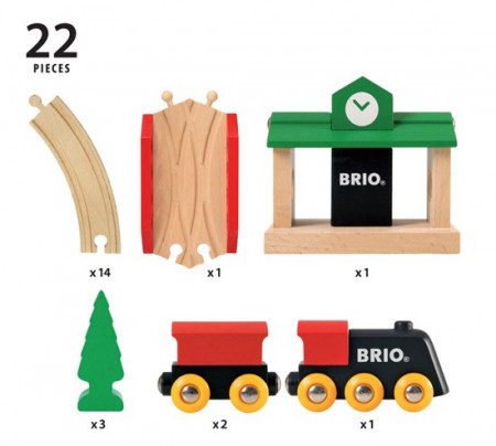 BRIO traukinių rinkinys medinis, 8 dalys, 33028 33028